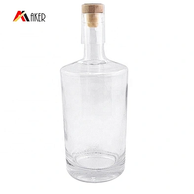 New wholesale price unique shape clear liquor glass bottle 750 ml with stopper