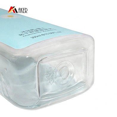Wholesale square empty 300ml PET plastic cosmetic shower gel lotion pump bottle