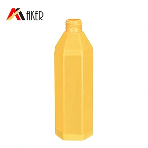 2020 new arrival solid yellow 650ml square cosmetic HDPE plastic body lotion pump bottle