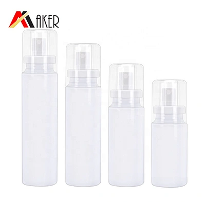 White cylinder 80ml 100ml 120ml 150ml empty PET cosmetic toner plastic spray bottle with mist sprayer