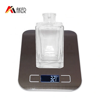 High quality empty 50ml clear square fragrance perfume reed diffuser glass bottle with screw cap