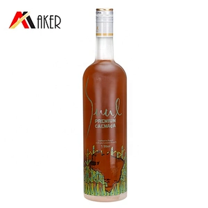 China supply custom 1000ml boston round empty vodka glass wine bottle with aluminum cap