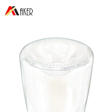 China supplier 500ml slim clear empty fruit sparkling champagne wine glass bottle with polymer rubber stopper