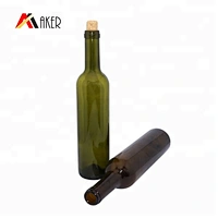 Wholesale 500ml Empty Amber Or Green Color Glass Wine Bottle With Cork Lid