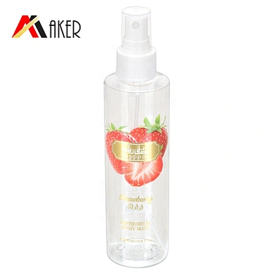 Hottest design empty cylinder shape clear pet cosmetic plastic spray bottle 200ml with mist sprayer