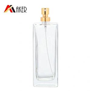 Glass Perfume Bottle Mist Sprayer Manufacturer 50ml Square Clear Crystal with Gold Aluminum Crystal White Material Personal Care