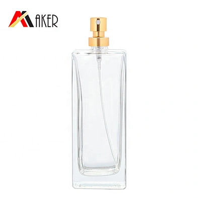 Glass Perfume Bottle Mist Sprayer Manufacturer 50ml Square Clear Crystal with Gold Aluminum Crystal White Material Personal Care
