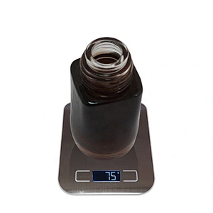 20 ml square painted brown cosmetic glass lotion bottle with gold aluminum dropper