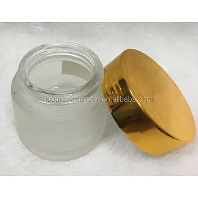 Factory supply 30ml empty cream frosted amber cosmetic glass jar with aluminum cap