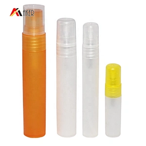 Wholesale 5ml 10ml 20ml pen shape PP plastic perfume spray bottle packaging with plastic mist sprayer