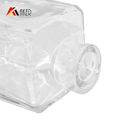 High quality empty 50ml clear square fragrance perfume reed diffuser glass bottle with screw cap