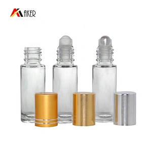 New arrival 15ml glass transparent deodorant roll on bottle with aluminum covered cap