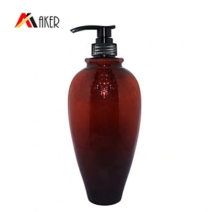 Best design 800ml semi transparent brown PET plastic eco friendly shampoo bottle with lotion pump
