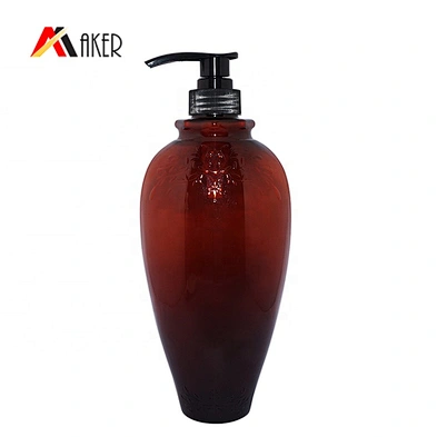 Best design 800ml semi transparent brown PET plastic eco friendly shampoo bottle with lotion pump