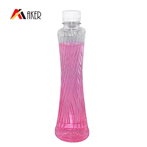 Customized design BPA free empty 350ml clear PET plastic beverage bottle with cap