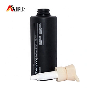 Hot selling 500 ml black PET straight round empty plastic shampoo bottle with lotion pump