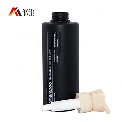Hot selling 500 ml black PET straight round empty plastic shampoo bottle with lotion pump