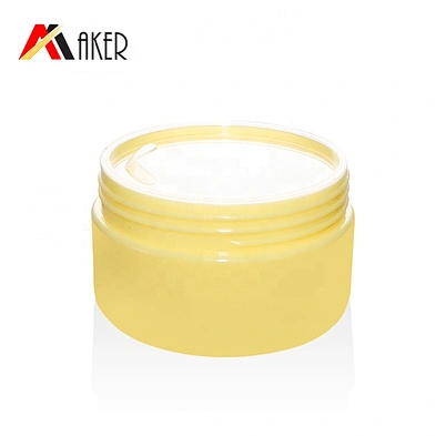Small MOQ PP 100g yellow round plastic cosmetic packaging cream jar with screw cap