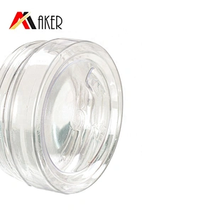 Factory supply empty clear 50ml PET plastic cosmetic face cream jar packaging with red plastic screw cap and white liner