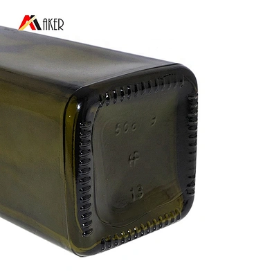 Hot Sale Custom 500ml Square Shape Dark Green Glass Bottle For Olive Oil