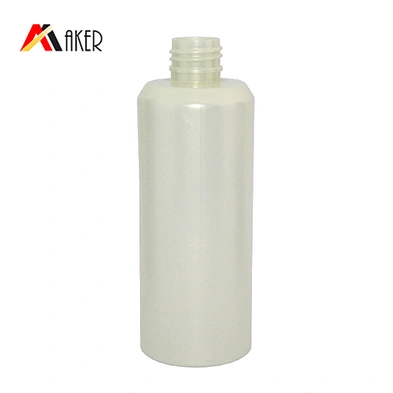 250ml empty pearlescent effect plastic cosmetic lotion bottle with black screw lid