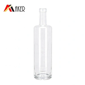 Hot sale classical round crystal 750ml empty glass vodka wine bottle with cork