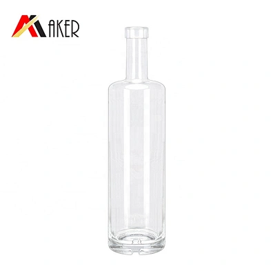 Hot sale classical round crystal 750ml empty glass vodka wine bottle with cork
