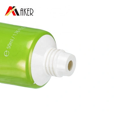 Round soft 50ml green cosmetic hand cream squeeze laminated aluminum plastic tube with acrylic cap