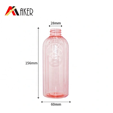 2019 Newest luxury design 350ml semi transparent pink plastic cosmetic pet bottle with pump