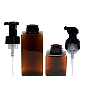 in stock amber 250ml 500ml plastic pet foam pump bottle shower gel body lotion personal care shampoo square bottle