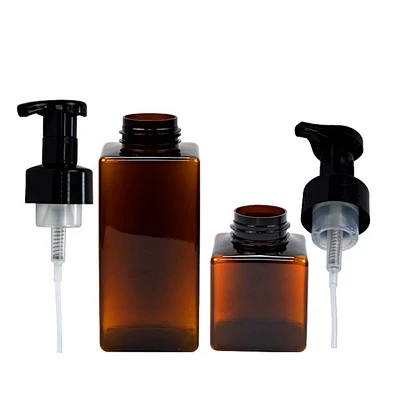 in stock amber 250ml 500ml plastic pet foam pump bottle shower gel body lotion personal care shampoo square bottle