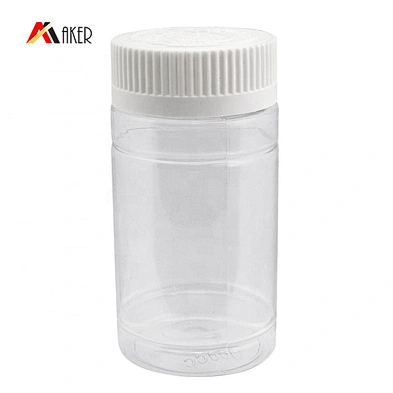 Round clear 100ml PET plastic medicine pill bottle with child tamper proof cap