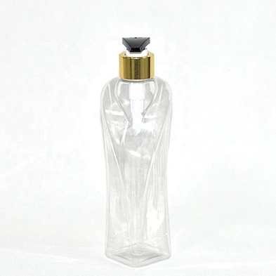 2020 New arrival unique shape clear PET 300ml empty shampoo bottles with lotion pump