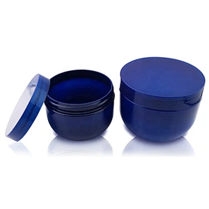 Best Price round blue 300ml 500ml cosmetic plastic jar pet shampoo jar with screw cap/lid