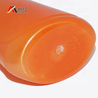 150ml empty orange flat plastic PET shampoo bottle with lotion pump