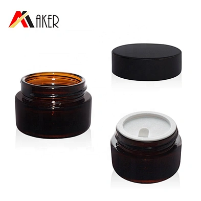 Factory price skin care 20ml amber cosmetic cream glass jar