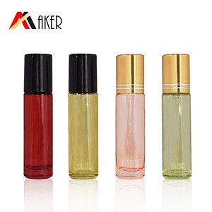 Hotsale 10ml colorful round metal stainless steel roller ball glass roll on perfume bottle with screw cap
