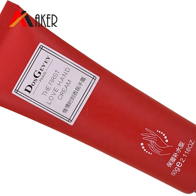 Newest design cosmetic packaging 60g empty red plastic hand cream tube