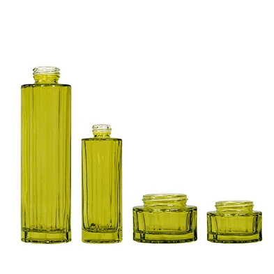 OEM Factory Low MOQ Skincare Empty Fancy Lotion Bottles Cream Jar Luxury Glass Cosmetic Packaging Set