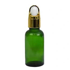 custom empty 30ml personal care packaging skin care serum dropper green glass essential oil bottle