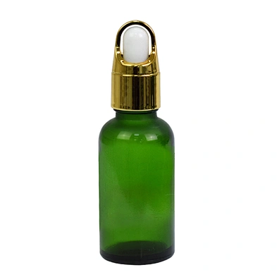 custom empty 30ml personal care packaging skin care serum dropper green glass essential oil bottle