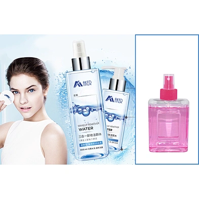 Nice design clear PET plastic 200ml cosmetic bottle makeup remover bottle