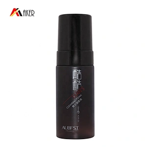 Hot sale 150ml semi-transparent frosted brown PET plastic cleanser facial foam pump bottle with black plastic foam pump