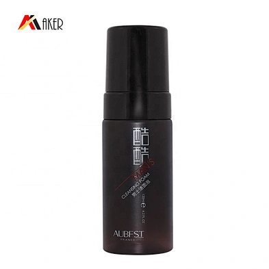 Hot sale 150ml semi-transparent frosted brown PET plastic cleanser facial foam pump bottle with black plastic foam pump