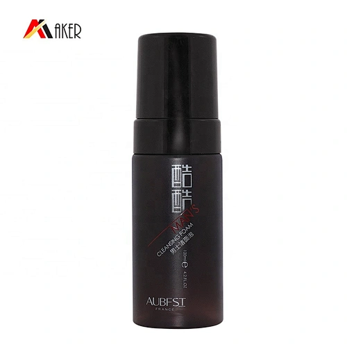 Hot sale 150ml semi-transparent frosted brown PET plastic cleanser facial foam pump bottle with black plastic foam pump