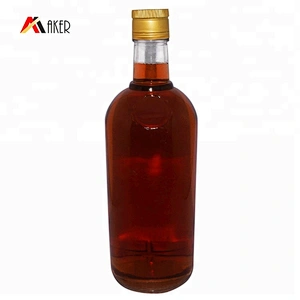 Wholesale custom clear round empty 750 ml liquor rum vodka whiskey glass bottle with aluminum cap