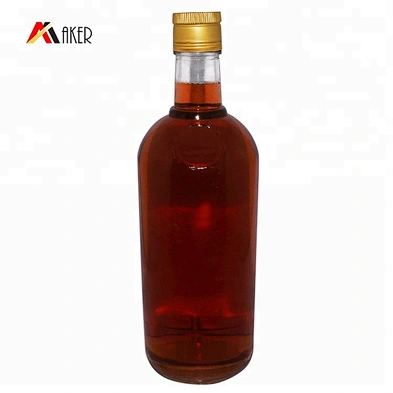 Wholesale custom clear round empty 750 ml liquor rum vodka whiskey glass bottle with aluminum cap