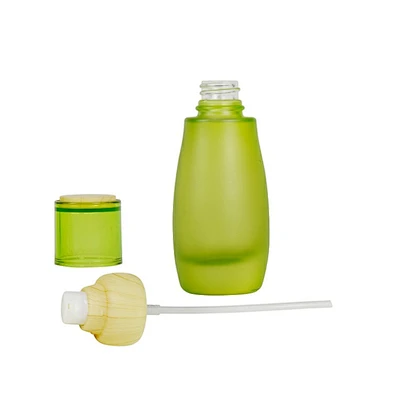 factoty custom luxury personal care bottle skin care packaging frost glass lotion cream glass wood bottle