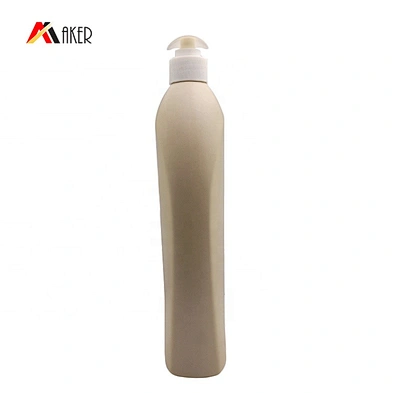 600ml Solid gray HDPE plastic shampoo bottle packaging with white lotion pump