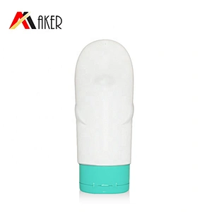 Unique oval white 130ml empty PE plastic cosmetic sunscreen lotion bottle with flip top cap and inner plug